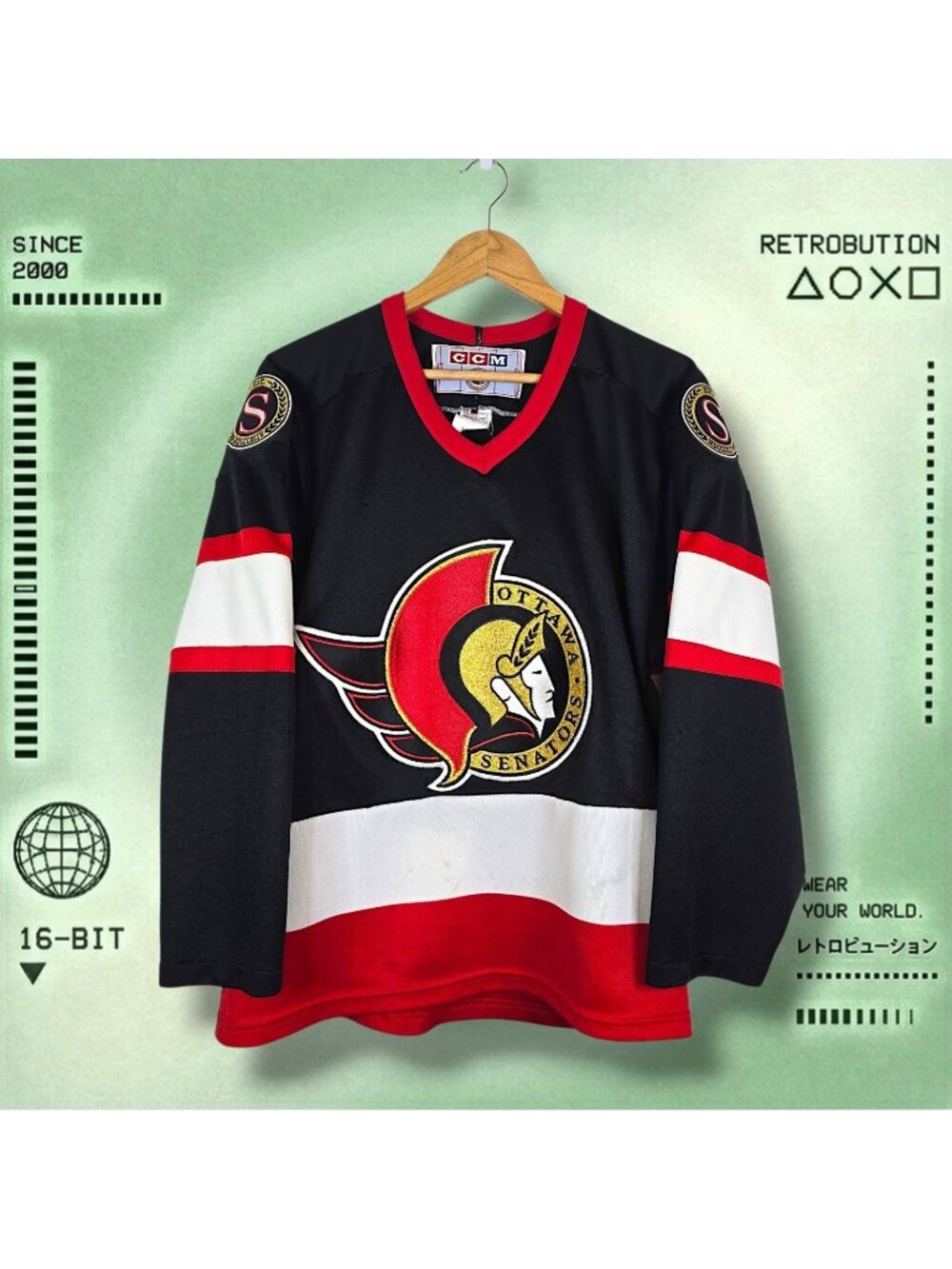 Vintage 90s Ottawa Senators 2D Logo CCM NHL Jersey Black Size M